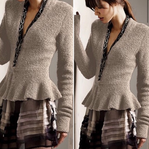 Moda International Peplum Cardigan, Taupe, Small (CL-3) - Picture 5 of 5